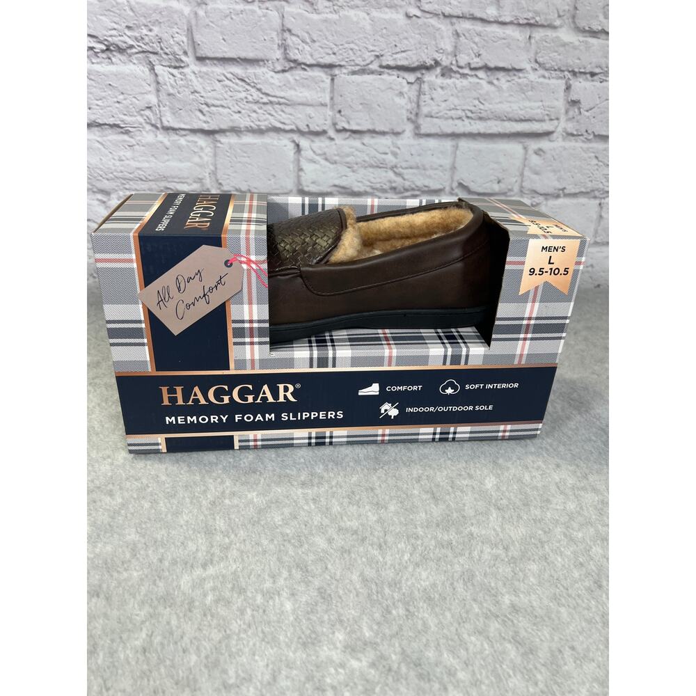 NEW Haggar Brown Memory Foam Slippers  Indoor/Outdoor - Size Large